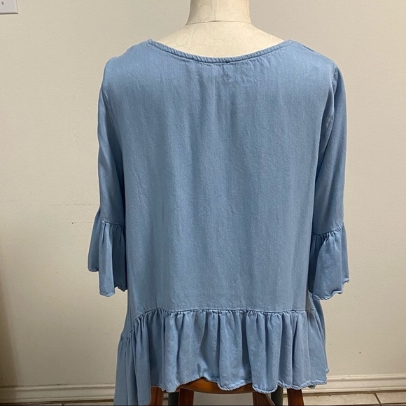 Karen Kane Shark Bite Hem Ruffle Sleeve Size XS - Picture 7 of 11